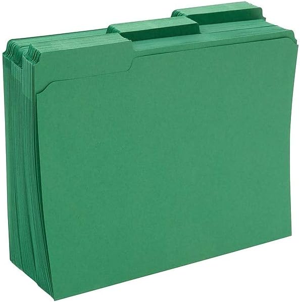 Staples 508960 Colored File Folders w/Reinforced Tabs Letter 3 Tab Green 100/Box