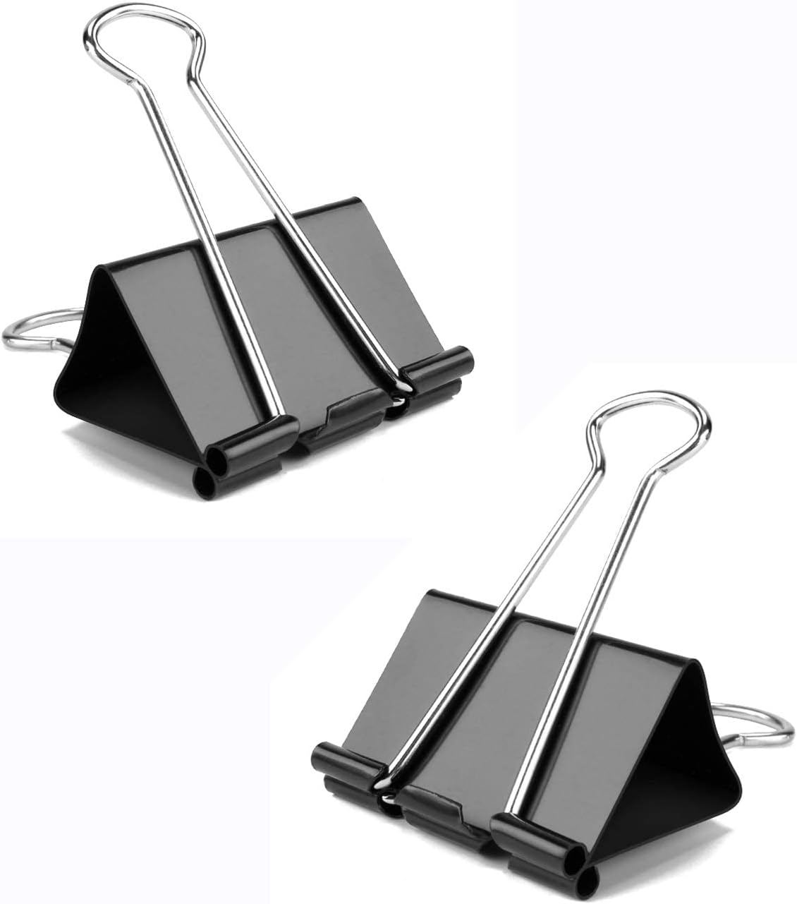 Medium Binder Clips, 48 Pack, 1-1/4 Inch, Black, Standard 32mm, Capacity 0.6 Inch, Metal Paper Clips, Office Clips, Fold Clamp, Office and School Supplies