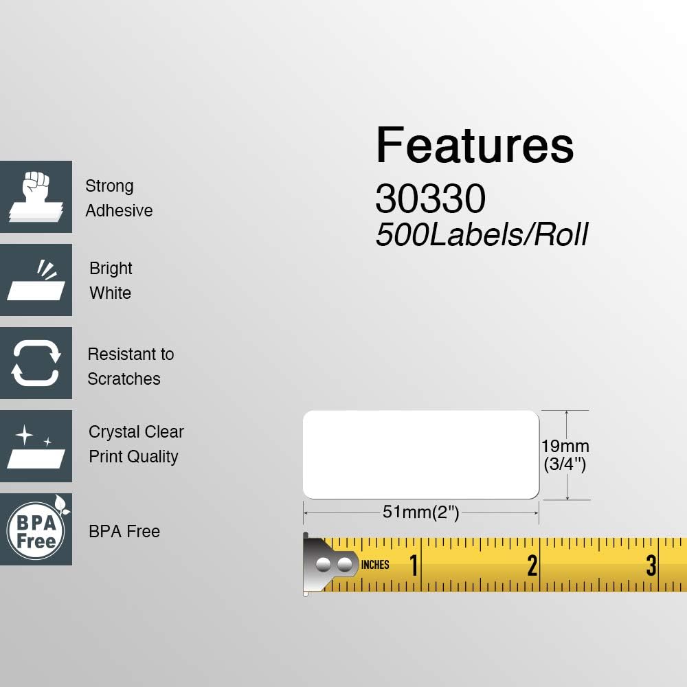 BETCKEY Colored Labels Compatible with Dymo 30330 (3/4" x 2") Small Multipurpose Labels, Compatible for Dymo LabelWriter Thermal 450, 4XL & Zebra Desktop Printers [6 Rolls, Green]