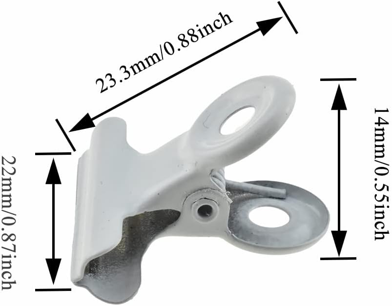 HAHIYO 0.87inch White Bulldog Clips Metal File Hinge Binder Clips Clamps Save Space Strong Spring Jaws Rock Solid Grip Book Lay Flat Deburred Edge for Hang Photos Wall Grid Dog Food 30PCS