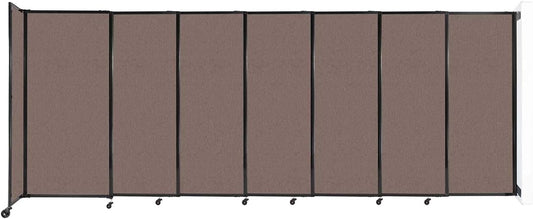 Wall-Mounted Sliding StraightWall Room Divider | Adjustable Widths | Locking Wheels | Room Separator | Up to 15'6" Wide x 6' Tall Latte Fabric Panels