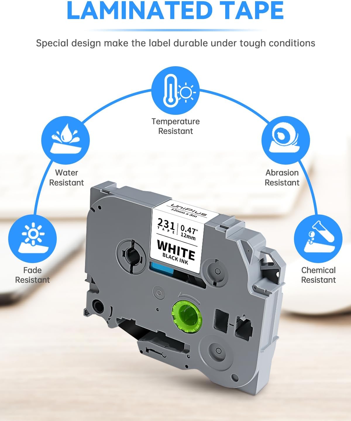 6-Pack TZ Tape 12mm 0.47 Laminated Multi Color Tape Compatible with Brother P Touch TZe-231 Tz231 431 531 631 731 Label Maker Tape, Work with P Touch PT-H110 PT-D210 D400 D600 1290 2040