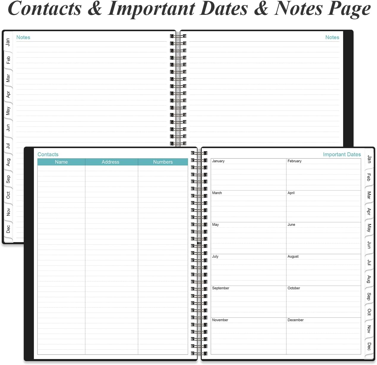 2026 Daily & Monthly Planner - One Page Per Day, Daily Planner from January 2026 - December 2026, Planner 2026 with 12 Monthly Tabs, 8.5" x 11", Black