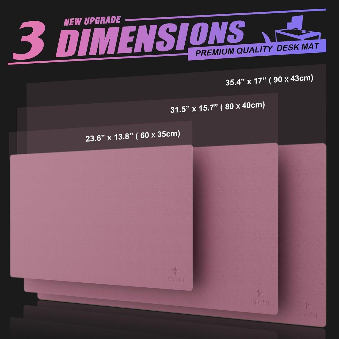 K KNODEL Small Office Leather Desk Mat, Mouse and Keyboard Pad, Computer and Laptop Mat, Desktop Protector and Cover, Writing Pad and Blotter (23.6"x13.8", Purple)