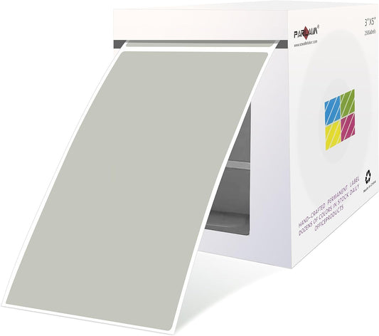 PARLAIM 3 X 5 inch Rectangle Inventory Labels Color Coding Stickers, 250PCS Permanent Sticker for Warehouse Moving Box Square Label (Gray)