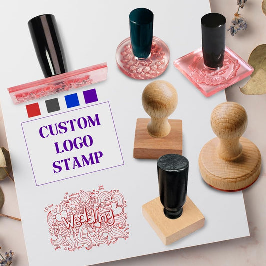 Personalized Logo/Address/Name Stamps -Custom Wooden Rubber Stamp, Multiple Sizes Stamps for Business (Round Stamp)