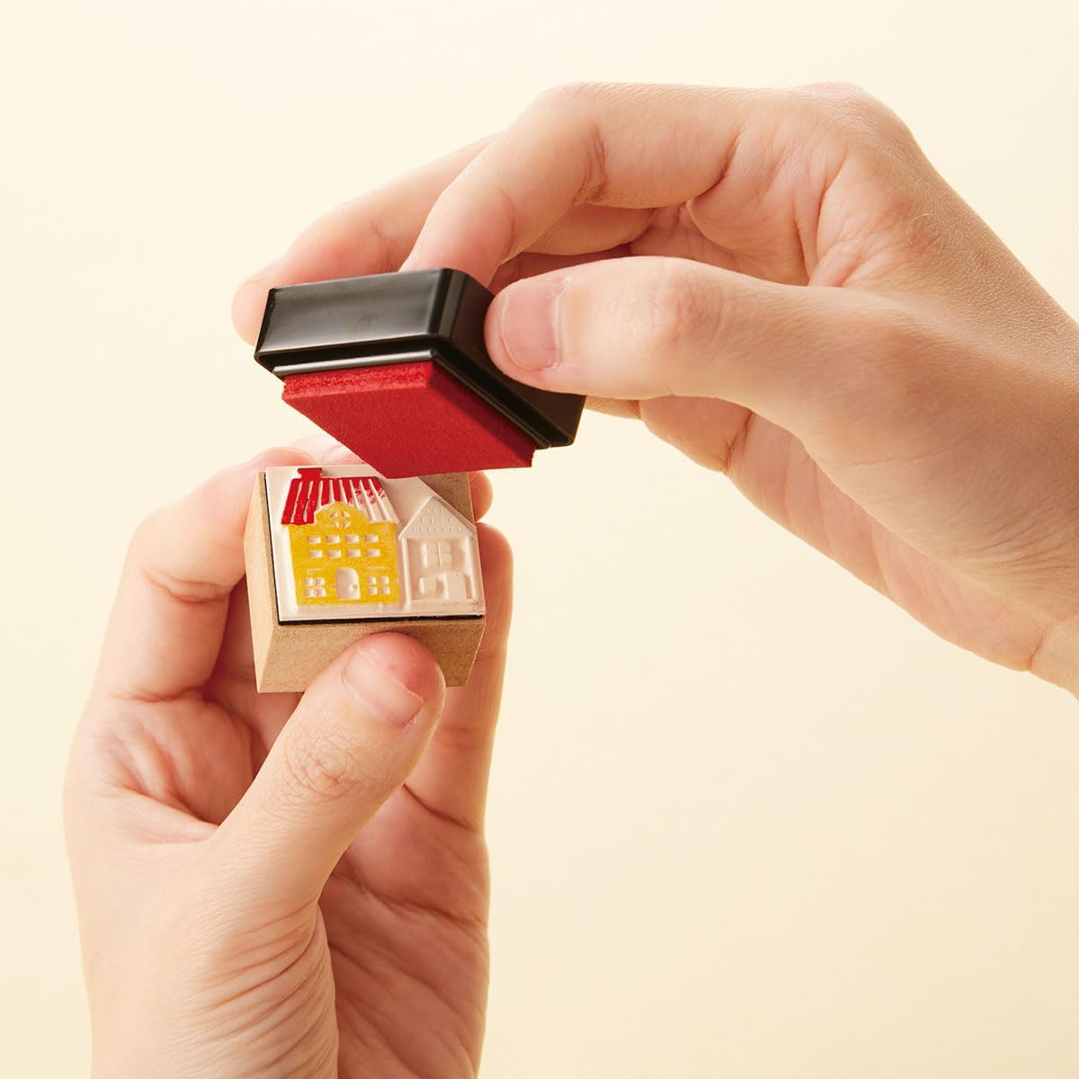 IROMOYO WARABE Stamp PAD, Small Traditional Japanese Ink Colour, Oil-Based Ink pad - OCHER Green