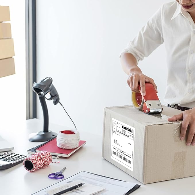 MFLABEL Fanfold 4" x 6" Direct Thermal Labels White Perforated Shipping Label,16 Stacks,Total 16000 Labels