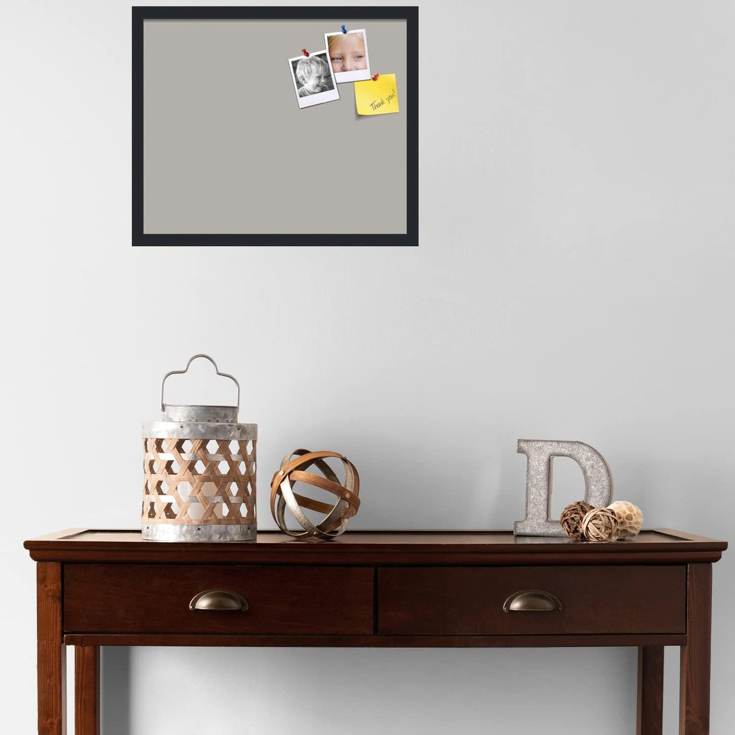 PinPix 22x18 Inch Cork Bulletin Board. This Decorative Framed Pin Board Comes with Dark Stone Design and a Satin Black Frame. Ideal for Home Office Decor or Message Board (PinPix-1808)