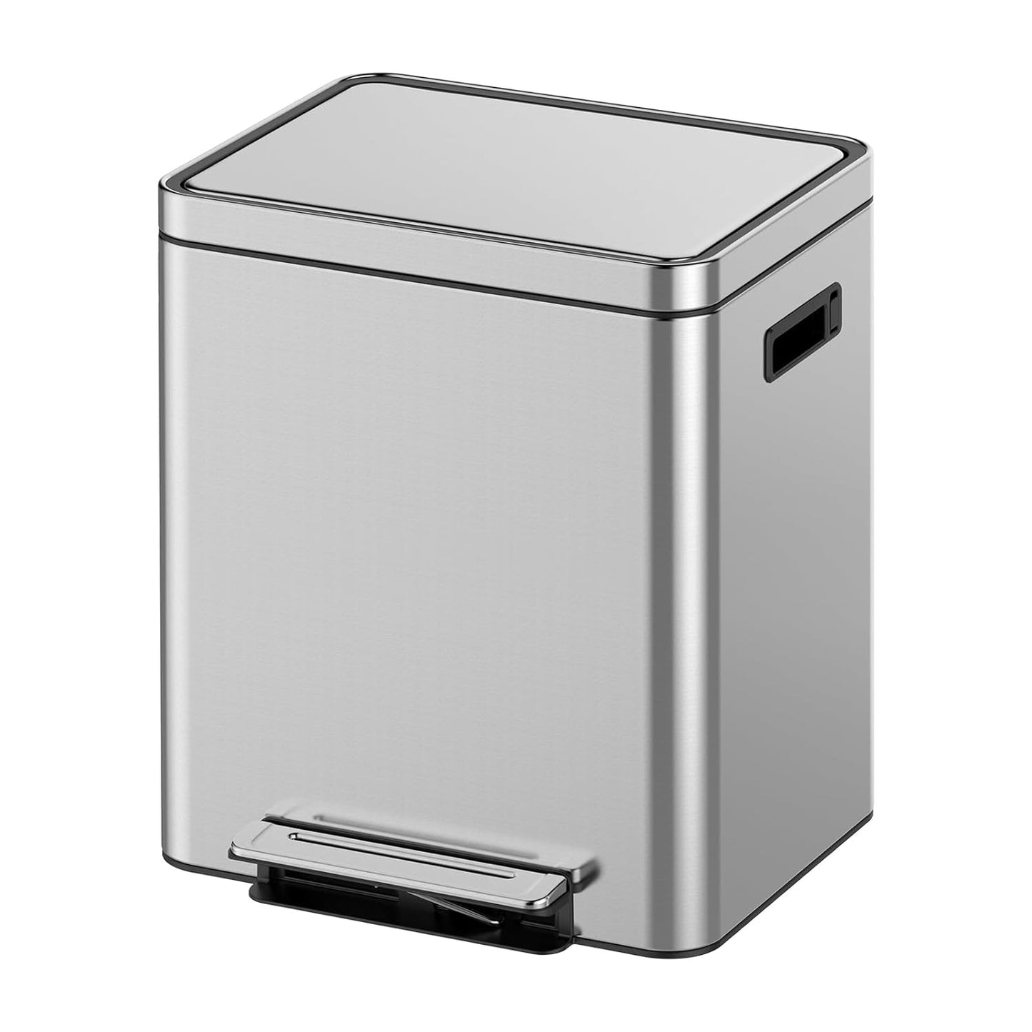 Kitchen Trash Can, 2 x 4.75 Gal (2 x 18L) Dual Trash Can with Recycle Bin, Stainless Steel Garbage Can, Fingerprint-Resistant Soft-Close Dual Recycling Bins for Kitchen