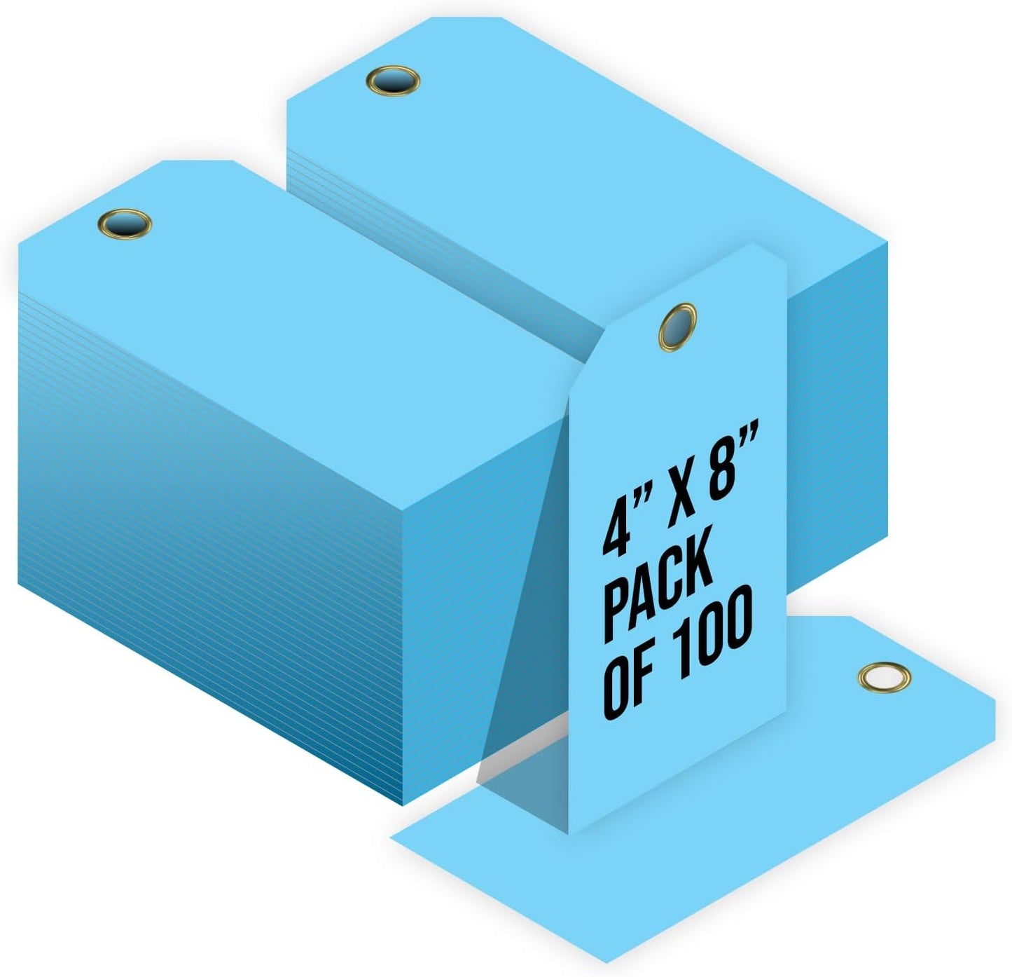 Tags 4 Less 15 Mil Waterproof Plastic Tags, Pack of 100 – 4” x 8” Heavy Duty Plastic Tags for Labeling, Outdoor Tagging, Equipment Labeling, Luggage, Valves & More (Light Blue)