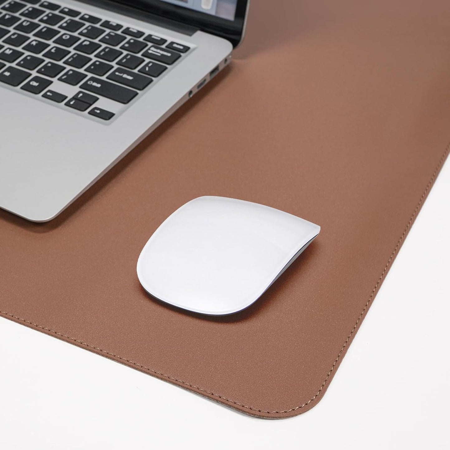 AFIING Dual-Sided Desk Pad, Natural Cork & PU Leather Large Mouse mats for Office and Home Work, Desk Protector Non-Slip, Waterproof, Easy Clean (Brown, 23.6" x 13.7")