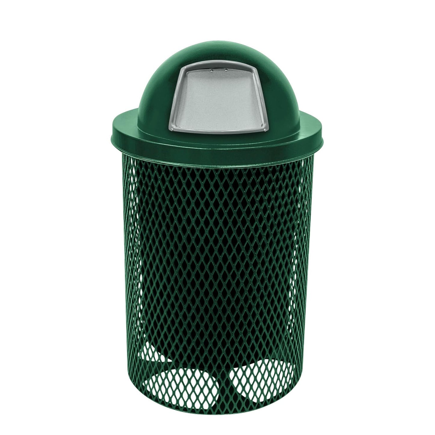 RDT-TXTGRN Heavy Duty 32 Gallon Round Trash Receptacle, Liner Included, Textured Green with Textured Green Steel Dome Top, Made in America