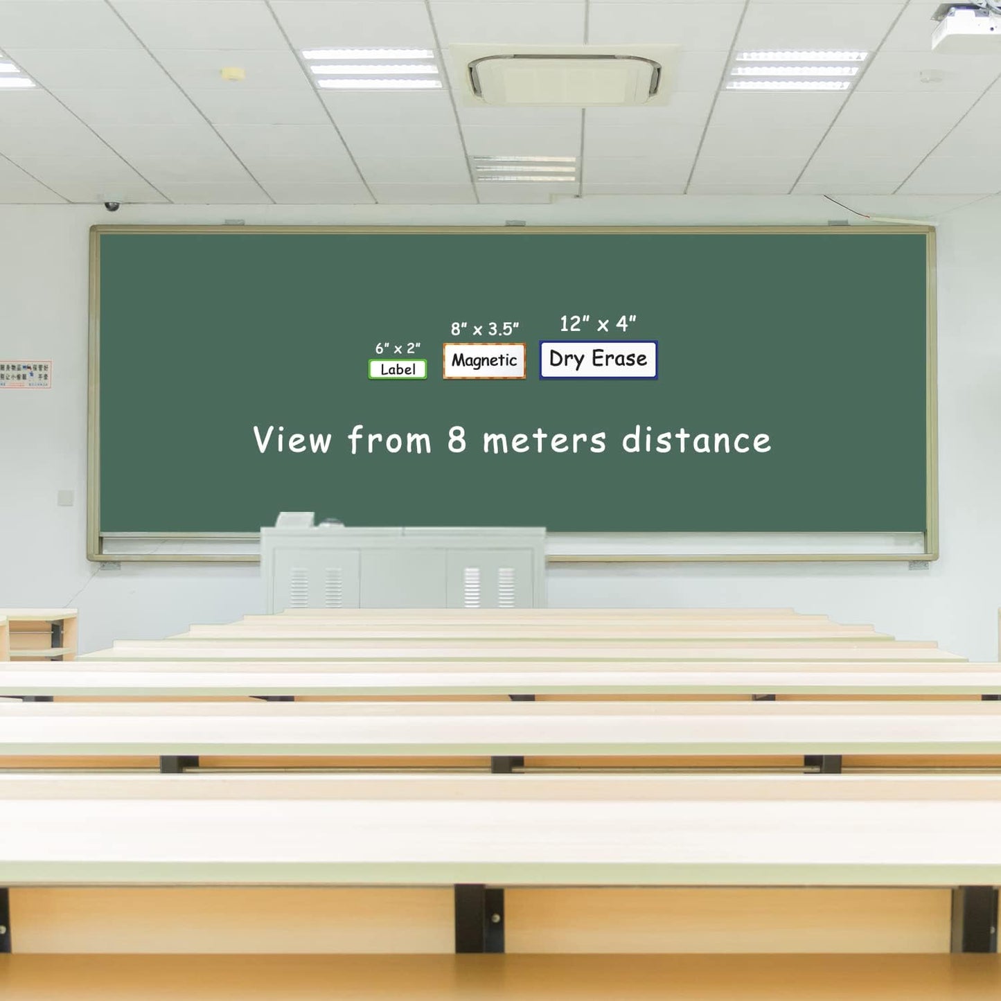 Magnetic Dry Erase Labels Larger 12"x 4", Big Dry Erase Magnetic Labels for Whiteboards, Fridge, School Classroom, Pack of 8