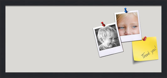 PinPix 28x12 Inch Cork Bulletin Board. This Decorative Framed Pin Board Comes with Light Stone Design and a Satin Black Frame. Ideal for Home Office Decor or Message Board (PinPix-1809)