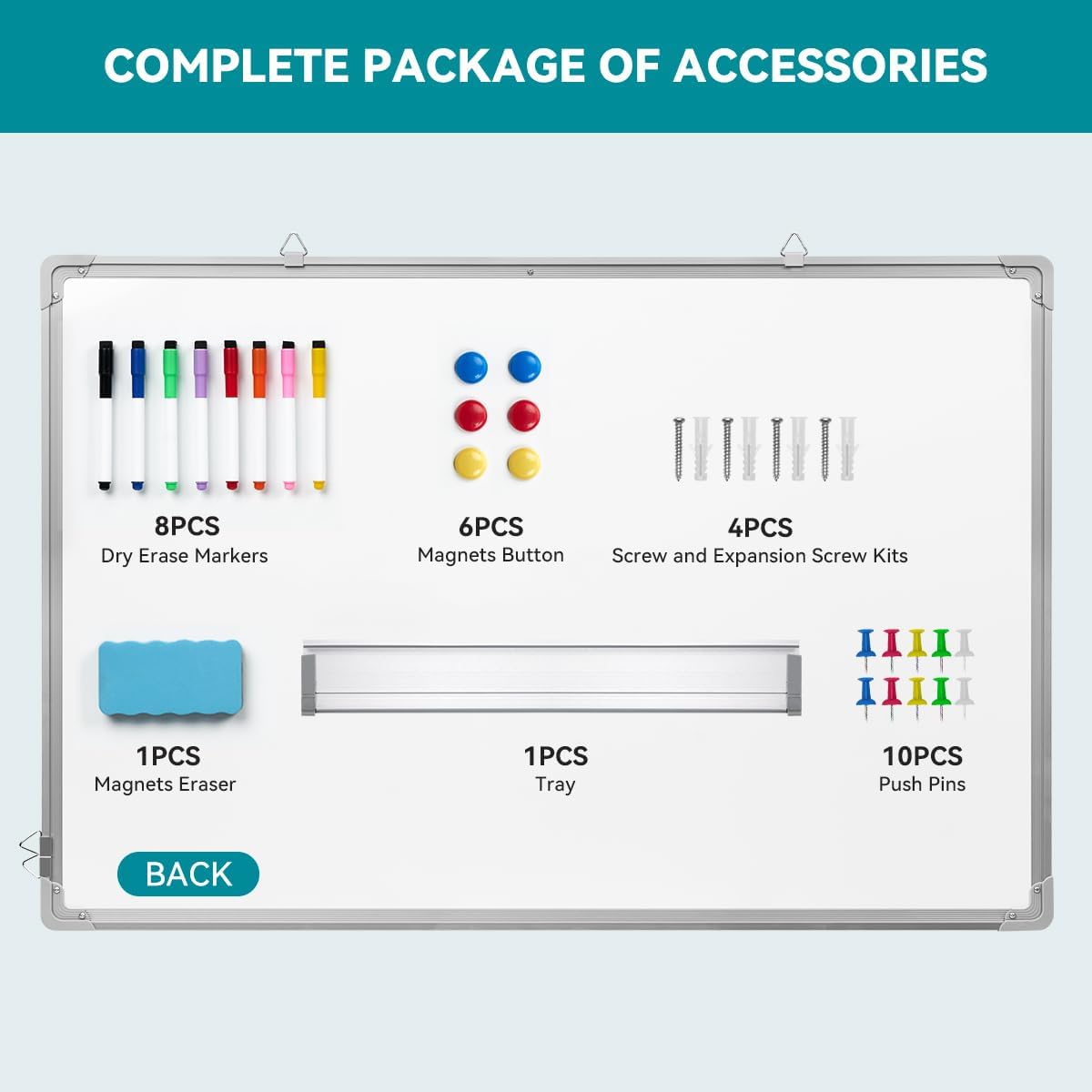 Calendar Whiteboard for Wall,36" x 24" White Board Calendar Dry Erase with Silver Aluminum Frame,Double Side Wall Hanging Board for Office,Home,Kitchen
