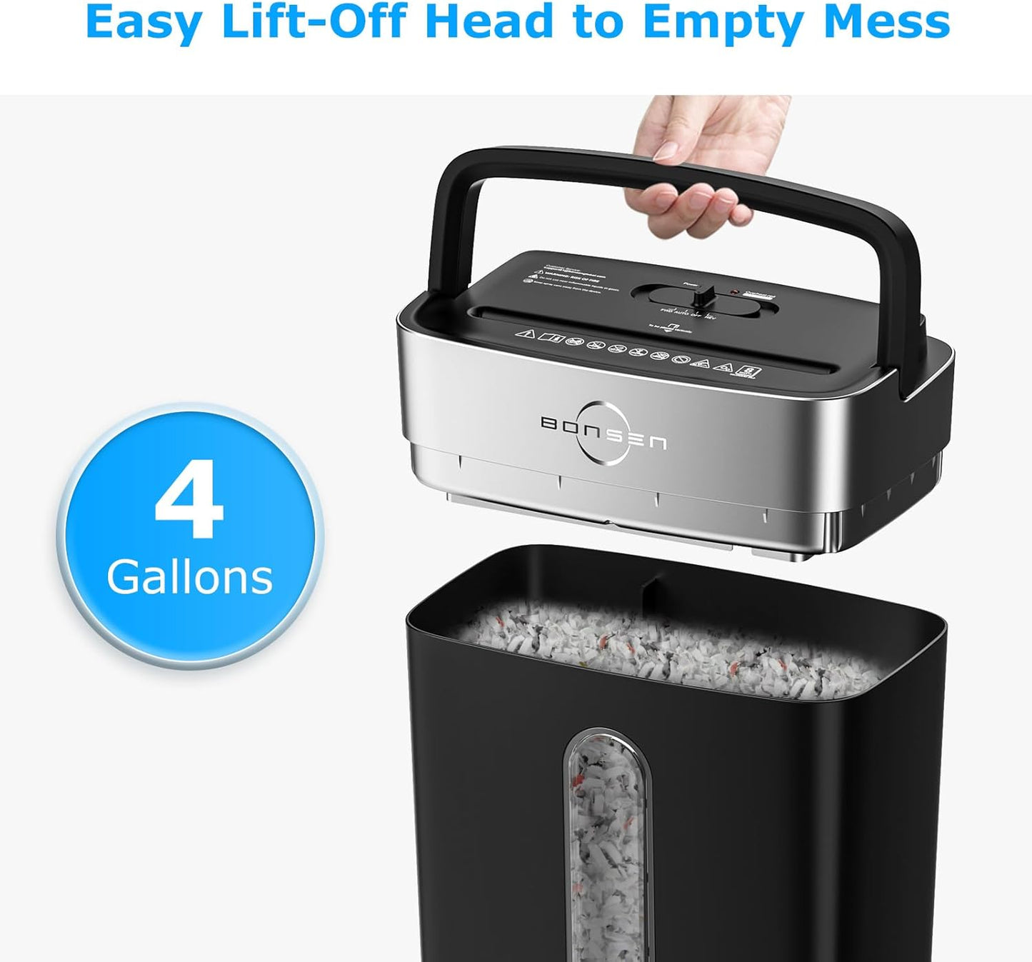 BONSEN Shredder for Home Office, 4 Gallons 8-Sheet Cross Cut Credit Card Shredder, Small Paper Shredder for Home Use, High Security Level P-4, ETL Certification (S3101)