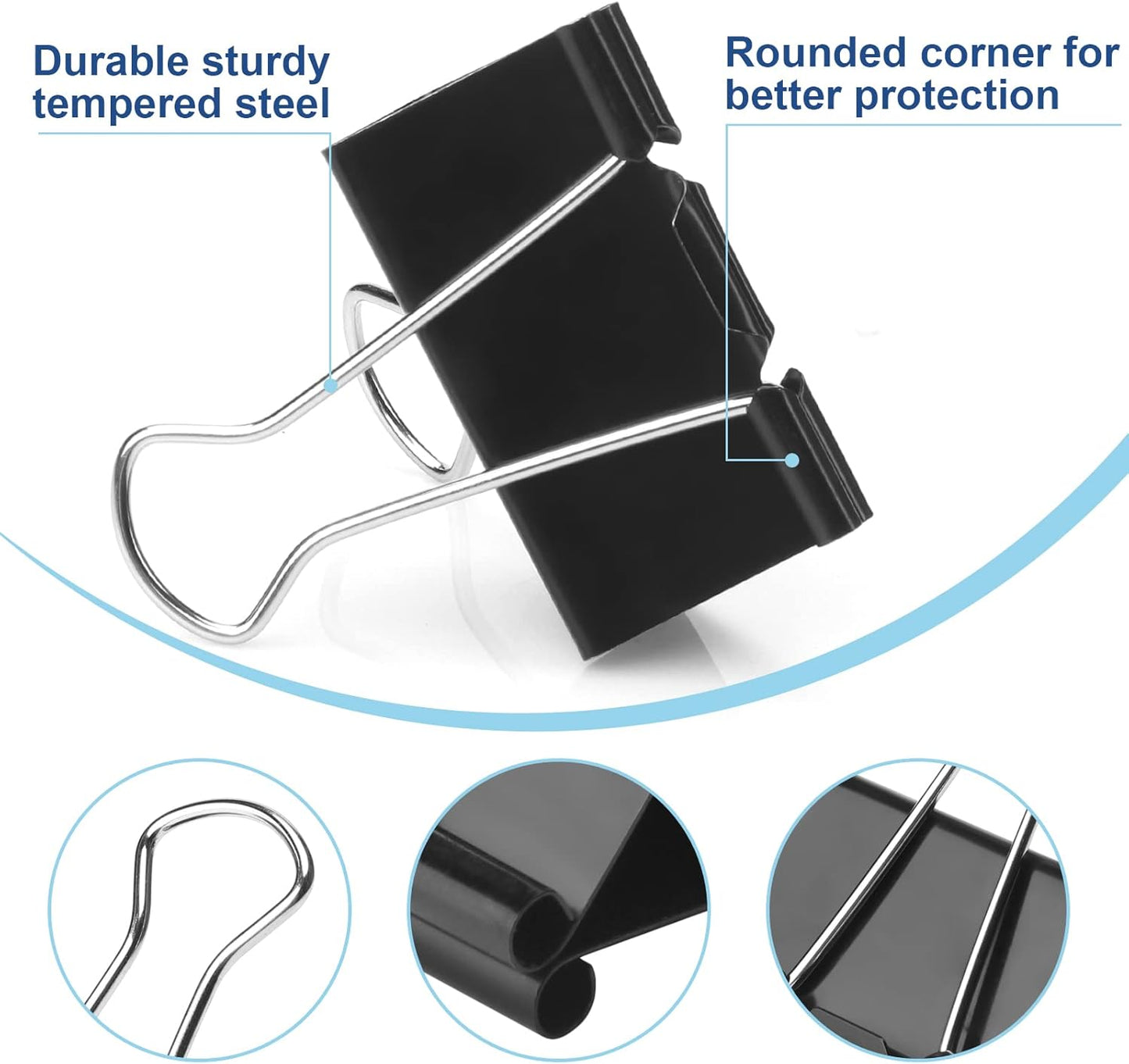 48 Pack Extra Large Binder Clips 2 Inch Paper Clip Large Binding Clip, Jumbo Paperclips Bulk, Heavy Duty Big Paperwork Clamp Black, School Teachers Office and Kitchen Home Supplies