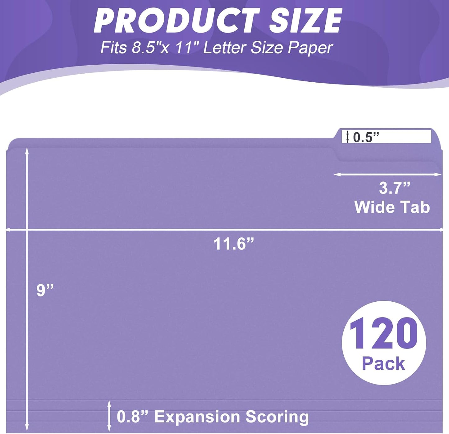 File Folder, HERKKA 120 Pack 1/3 Cut Tab File Folders, Letter Size, Assorted 6 Colors, Colored File Folders Designed for Office and Classroom Use