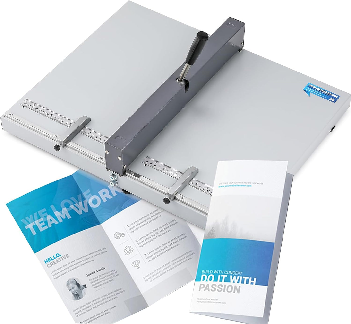 Mxmoonant Manual Creasing Machine 60-500g Paper Folding Creaser with 2 Adjustable Block & Metric/Imperial Positioning Ruler for Paper Sheet Cardstock