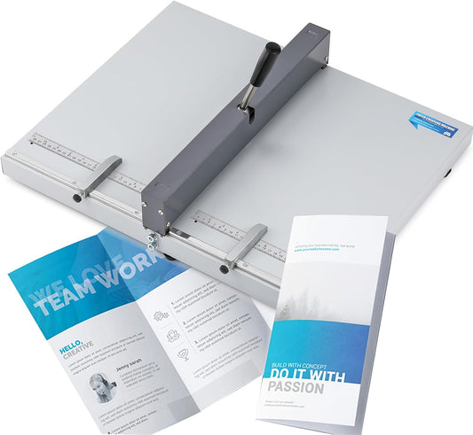 Mxmoonant Manual Creasing Machine 60-500g Paper Folding Creaser with 2 Adjustable Block & Metric/Imperial Positioning Ruler for Paper Sheet Cardstock