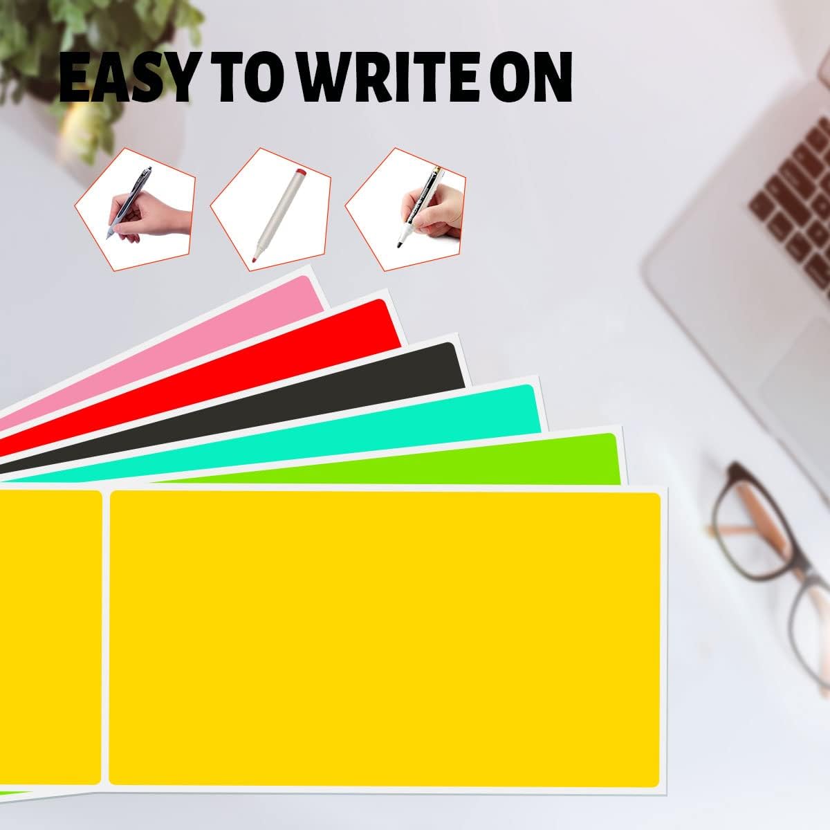 PARLAIM Large 3 X 5 inch Square Color-Coding Stickers, Rectangular Yellow Color Code Inventory Labels 250pcs per Dispenser Box for Warehouse Box Tags