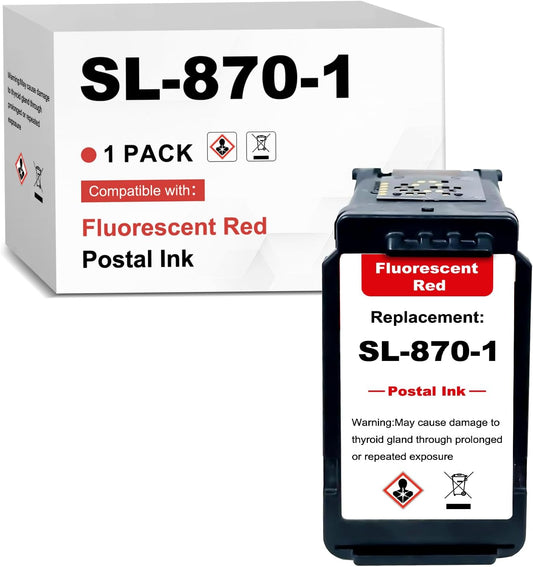 SL-870-1 XXL Fluorescent Red Ink Cartridge Compatible for PB New SendPro Mailstation Postage Meter (CSD1) - 1 Pack(18ML) 18M