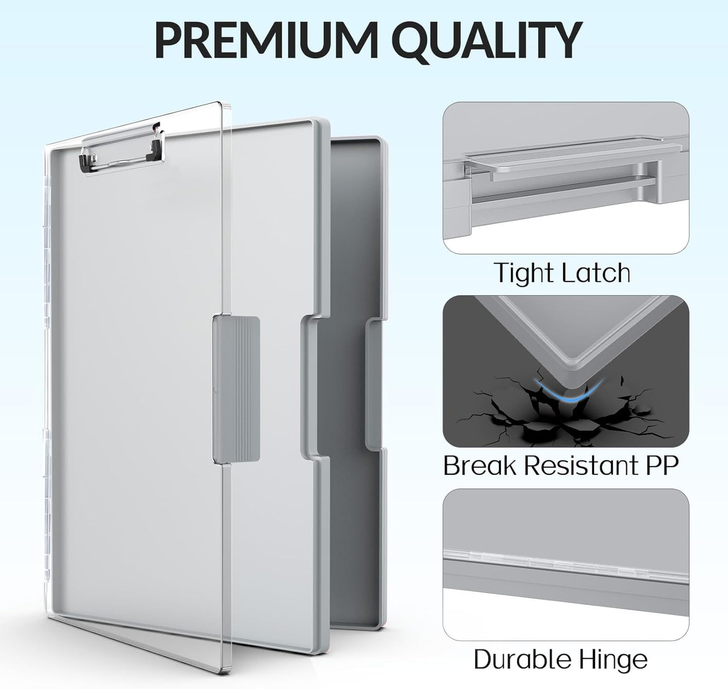 Sooez Clipboard with Storage, Heavy Duty Cleaview Clip Boards 8.5x11 with Dual Storage, Dry Erase Plastic Nursing Clipboard, High Capacity Clipboards Folder for Teacher Nurse, School & Office Supplies