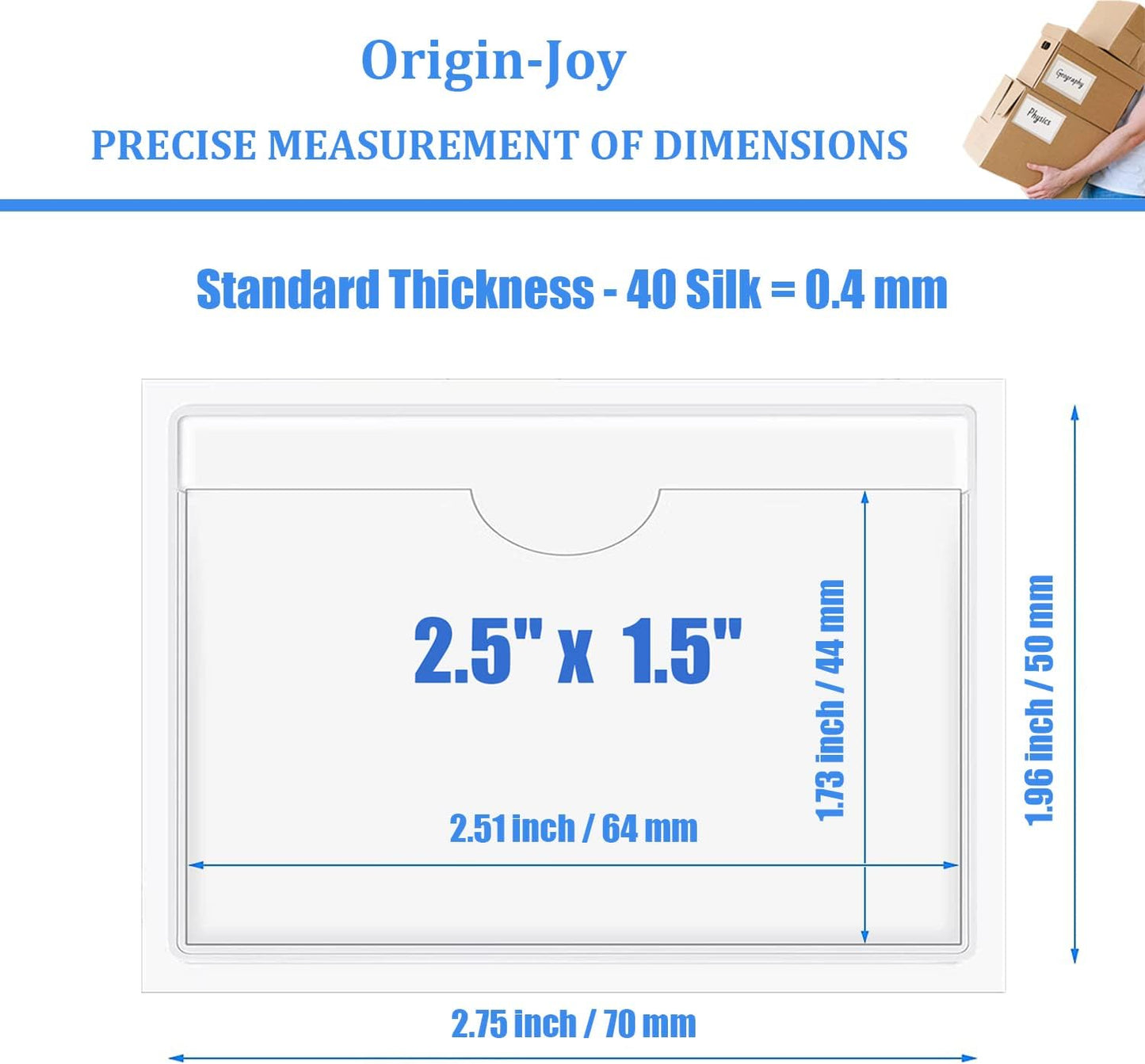 Origin-Joy 25 PCS Self-Adhesive Index Label Pockets, Clear Plastic Peel & Stick Card Holders with Top Open for Loading (2.5 x 1.5 inch)