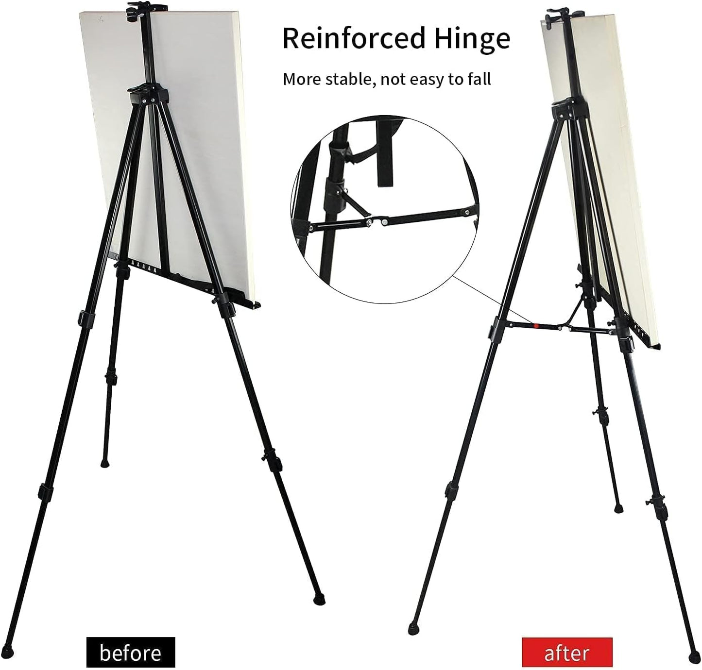 RRFTOK Art Painting Display Easel Stand,72Inches Portable Adjustable Metal Tripod with Artist Easels for Canvases Height from 22-72”for Table-Top/Floor Paint and Displaying,Black