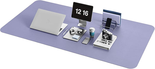 YSAGi Non-Slip Leather Desk Pad XL Size, Waterproof Laptop Computer Desk Keyboard Mat, Table Protector Blotter Mat, Large Mouse Pad for Office/Work/Home/Decor(Lavender, 47.2" x 23.6")-No Band