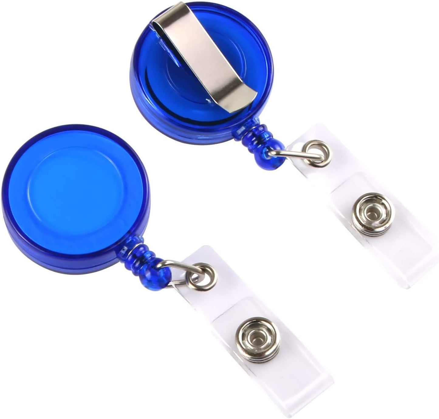 JANYUN 50 Pcs Retractable Badge Reels Clip Holders with Hanging ID Name Card Key Chain for Office Worker Nurse (Blue)