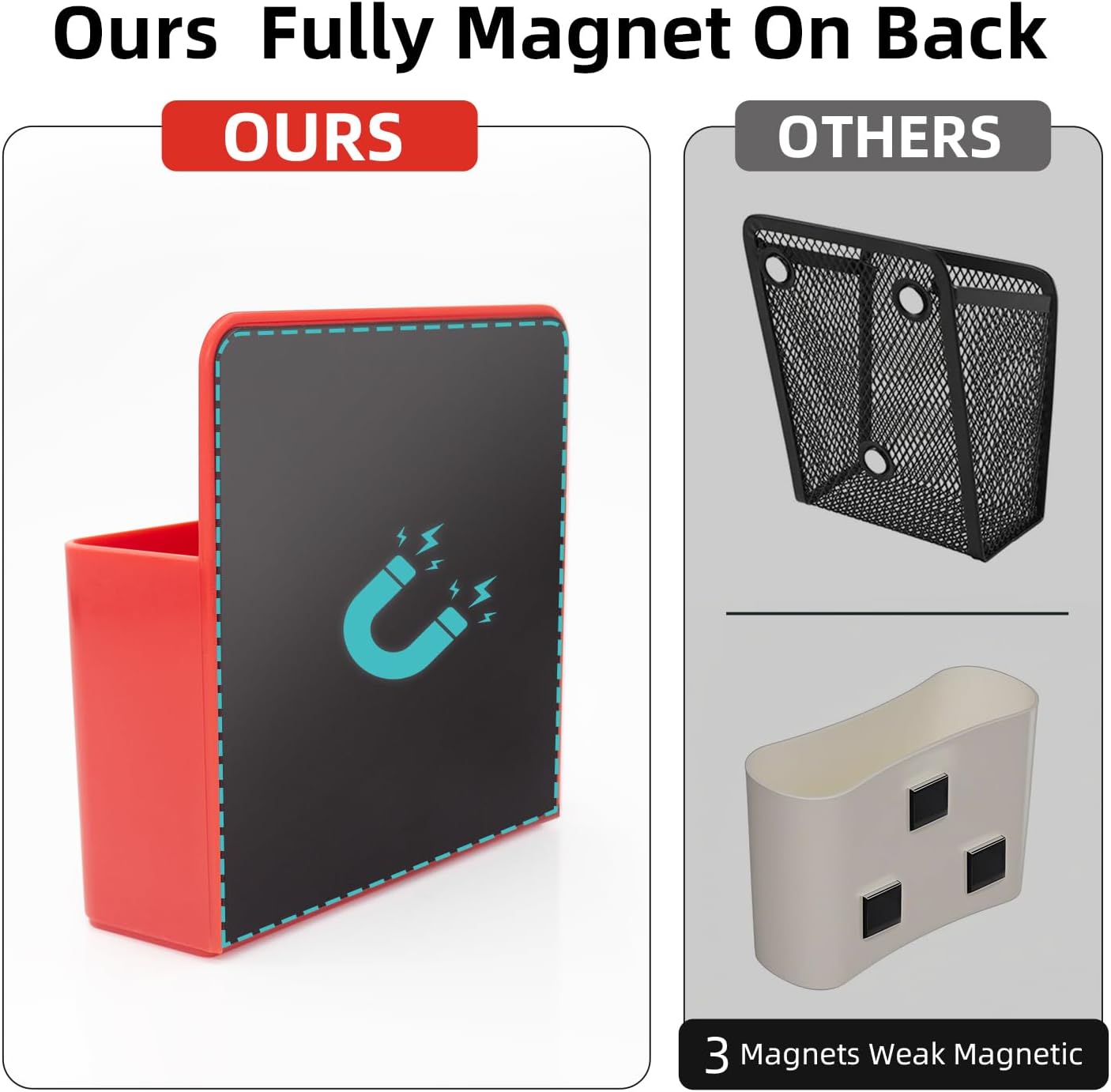 Magnetic Pen Holder,2 Pack Magnetic Dry Erase Marker Holder with Generous Compartments,Strong Magnet Storage Marker Pen Pencil Organizer for Refrigerator,Whiteboard,Locker Accessories