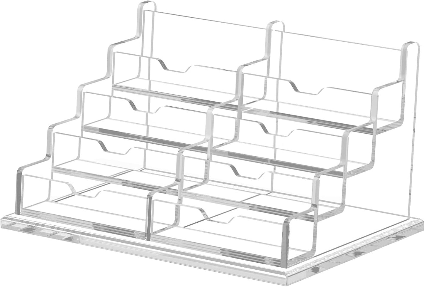 NIUBEE Clear Business Card Holder 4 Tier Acrylic Business Card Stand, 8 Slots Business Card Display for Desk Counter, 600 Card Capacity, 1 Pack