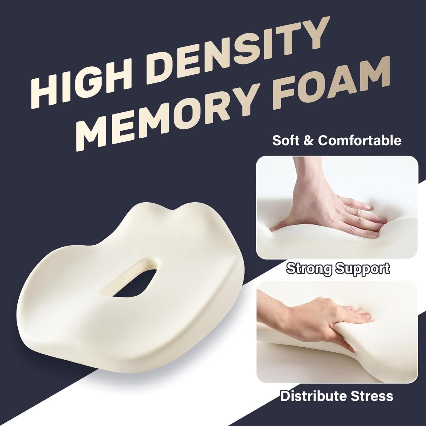 Coverado Car Seat Cushion, Memory Foam Office Chair Cushion for Car, Everlasting Comfort Sciatica & Hip & Tailbone Pain Relief Cushion for Long Sitting Driver Office Worker-Beige