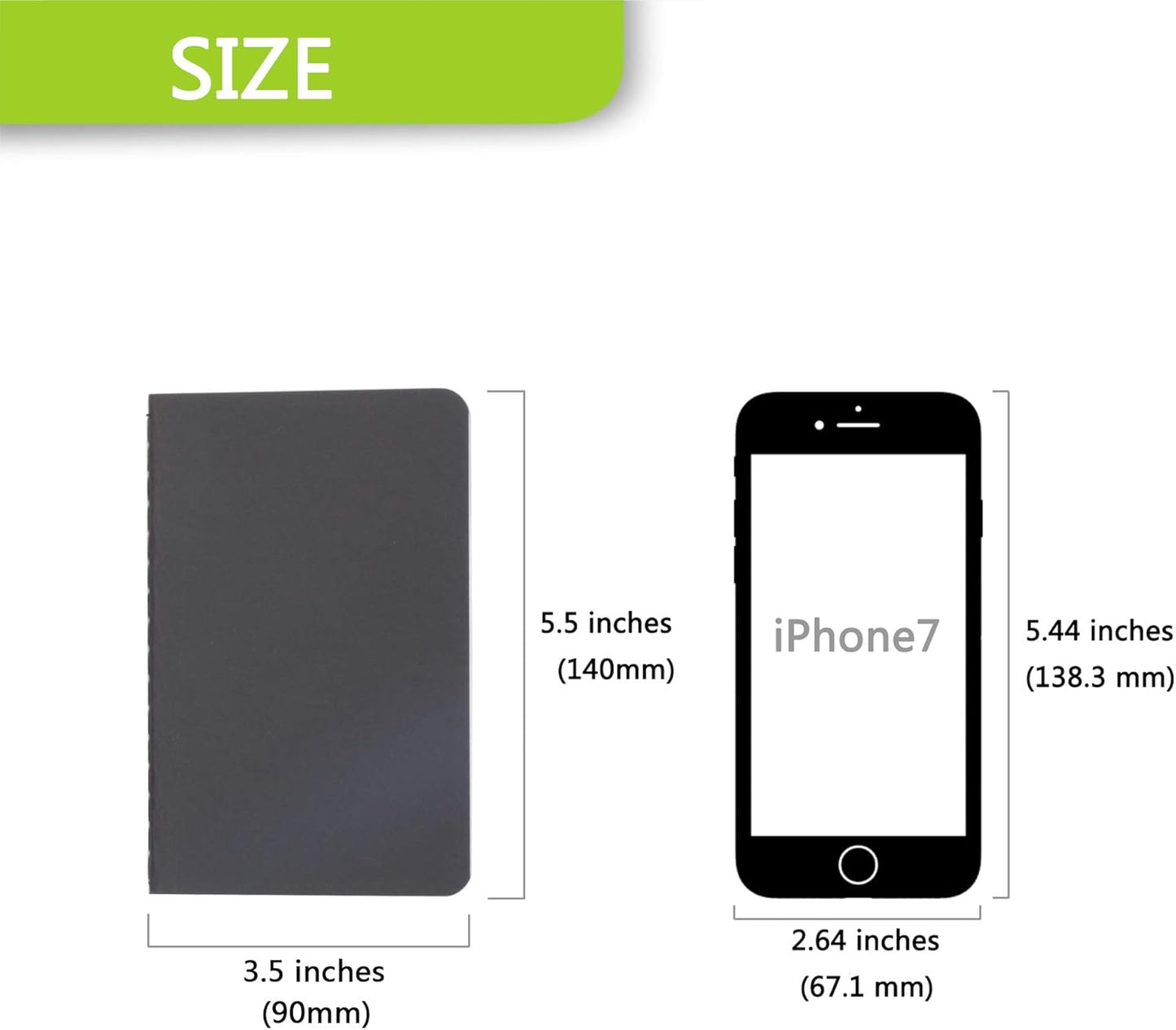 TWONE Pocket Notebook, 6 Pack Mini Notebooks 3.5" x 5.5" (90x140mm), Black Cardstock Cover Memo Notepad for Men, Women, Kids, Travel - 30 Sheets/60 Lined Pages