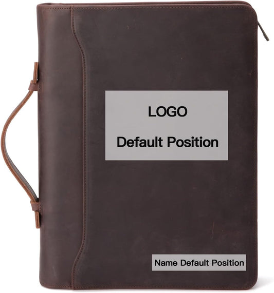 Personalized Genuine Leather Portfolio with Hidden Handle, Front Pocket, Custom Engraved Business Padfolio Tablet/13” Laptop Organizer, Professional Executive Document Folio, Dark Brown