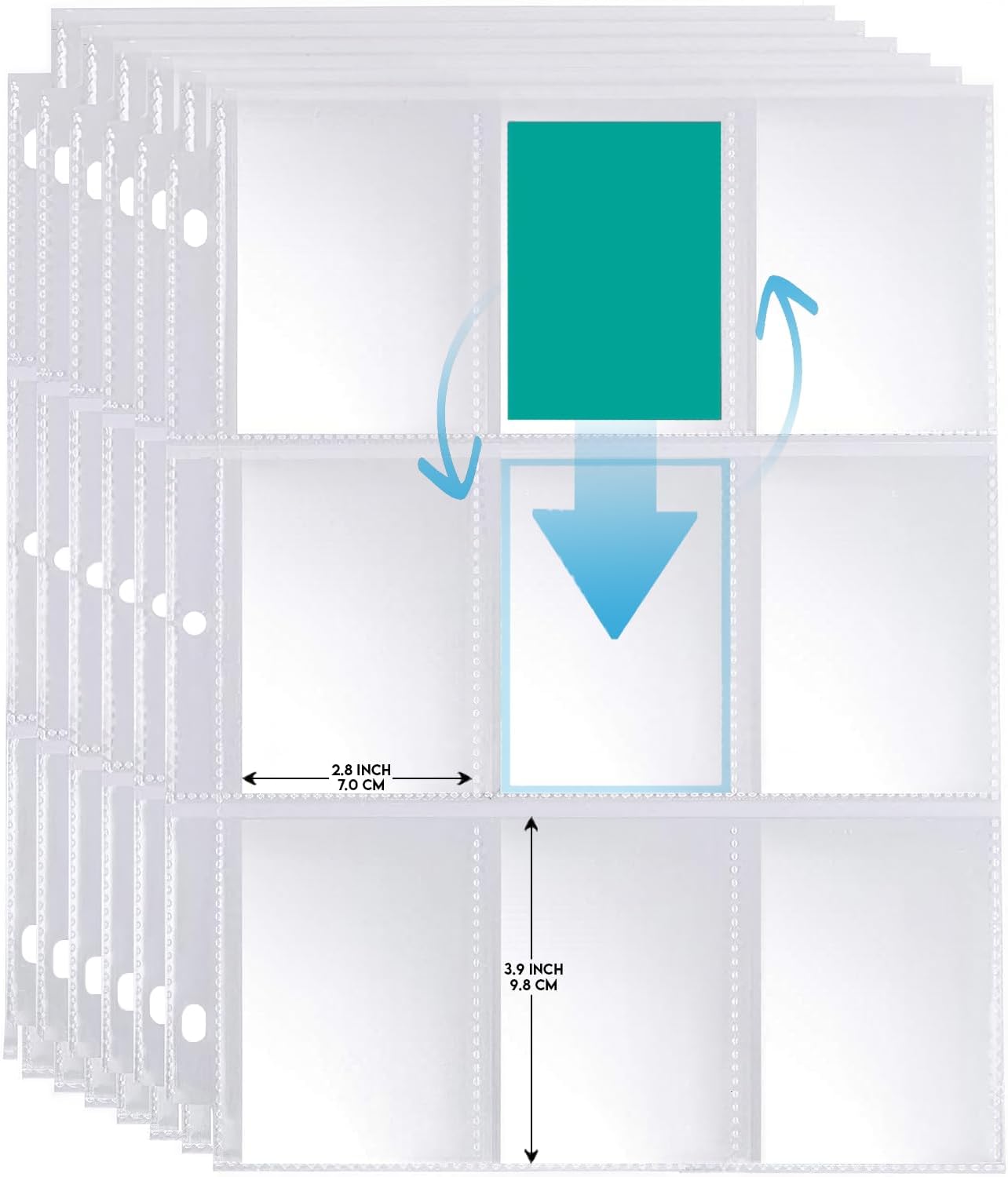 1800 Pockets Trading Card Sleeves, Premium 9-Pocket 100 Pages, Double-Sided Baseball Binder Sleeves, Protectors Binder Sheets for TCG Card Storage - Fits 3 Ring Binder (100 Sheets)