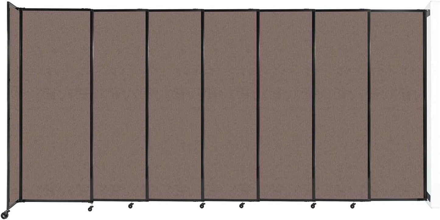 Wall-Mounted Sliding StraightWall Room Divider | Adjustable Widths | Locking Wheels | Room Separator | Up to 15'6" Wide x 7'6" Tall Latte Fabric Panels