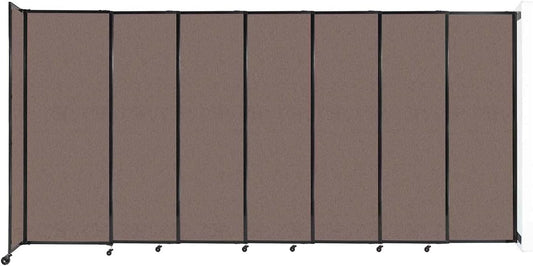 Wall-Mounted Sliding StraightWall Room Divider | Adjustable Widths | Locking Wheels | Room Separator | Up to 15'6" Wide x 7'6" Tall Latte Fabric Panels