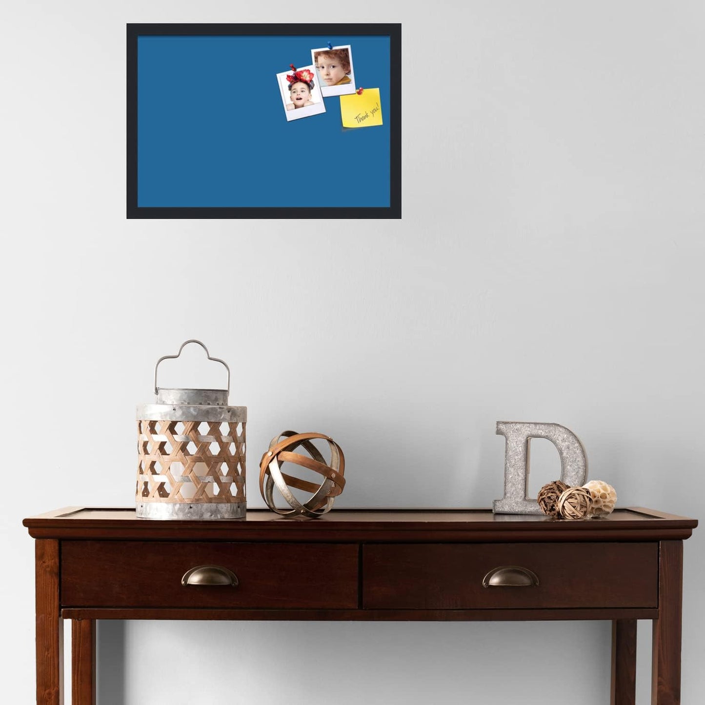 PinPix 22x15 Inch Cork Bulletin Board. This Decorative Framed Pin Board Comes with Navy Pastel Design and a Satin Black Frame. Ideal for Home Office Decor or Message Board (PinPix-1811)