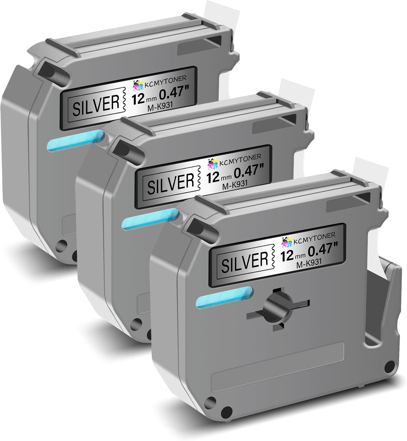 3 Pack Compatible for Brother P-Touch M Tape M931 MK931 M-K931 M-K931S 12mm 0.47 Inch Black on Silver Label Maker Tape for PT-70BMH PT-70DIY PT-70HK PT-70HOL PT-70HOT PT-70SP