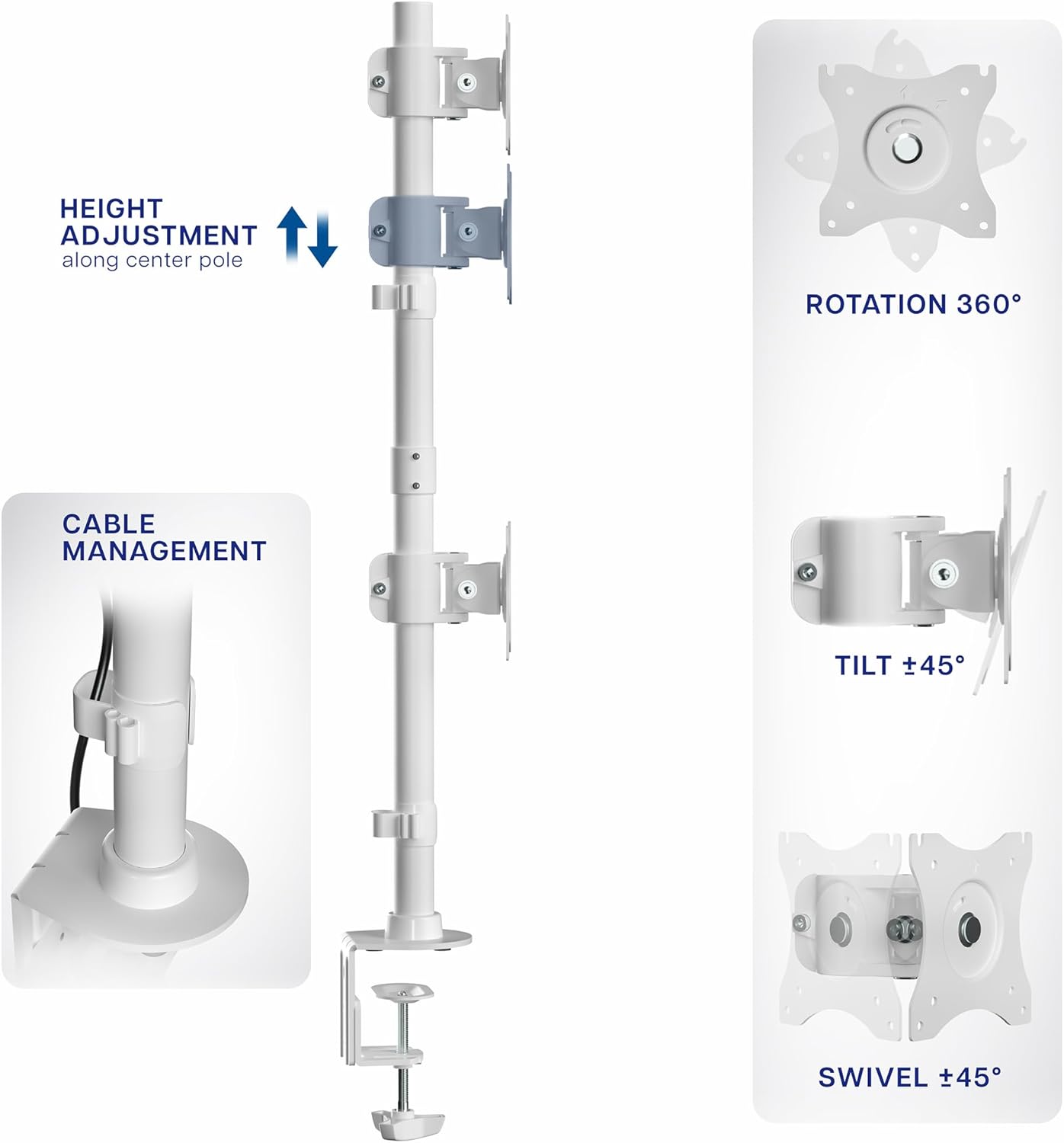 VIVO Dual Monitor Desk Mount Stand with Height Adjustment and VESA Plates for 2 LCD Ultrawide Screens up to 34 inches, Stacked Array, STAND-V002RW