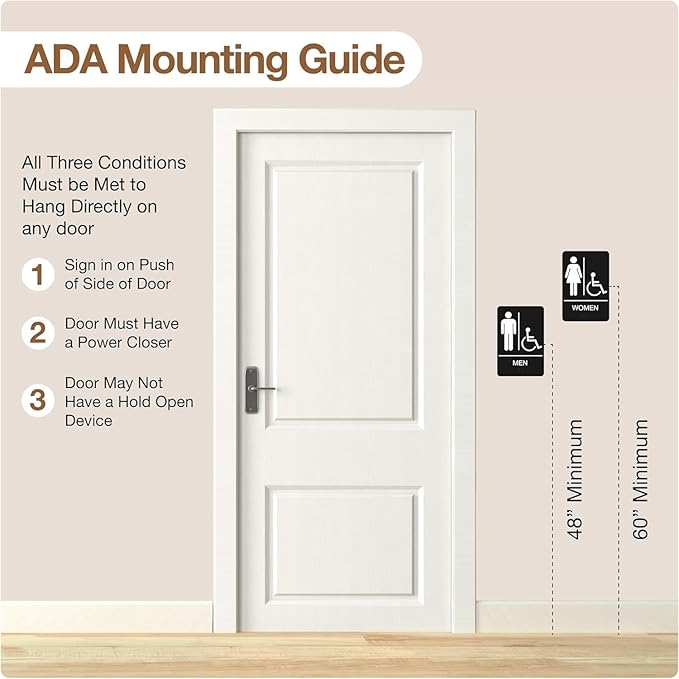 ADA Braille Handicap Bathroom Signs for Business with Double Sided 3M Tape (Pack of 2) - ABS Plastic Men and Women Bathroom Signs 9”x 6” for Offices, Businesses, and Restaurants