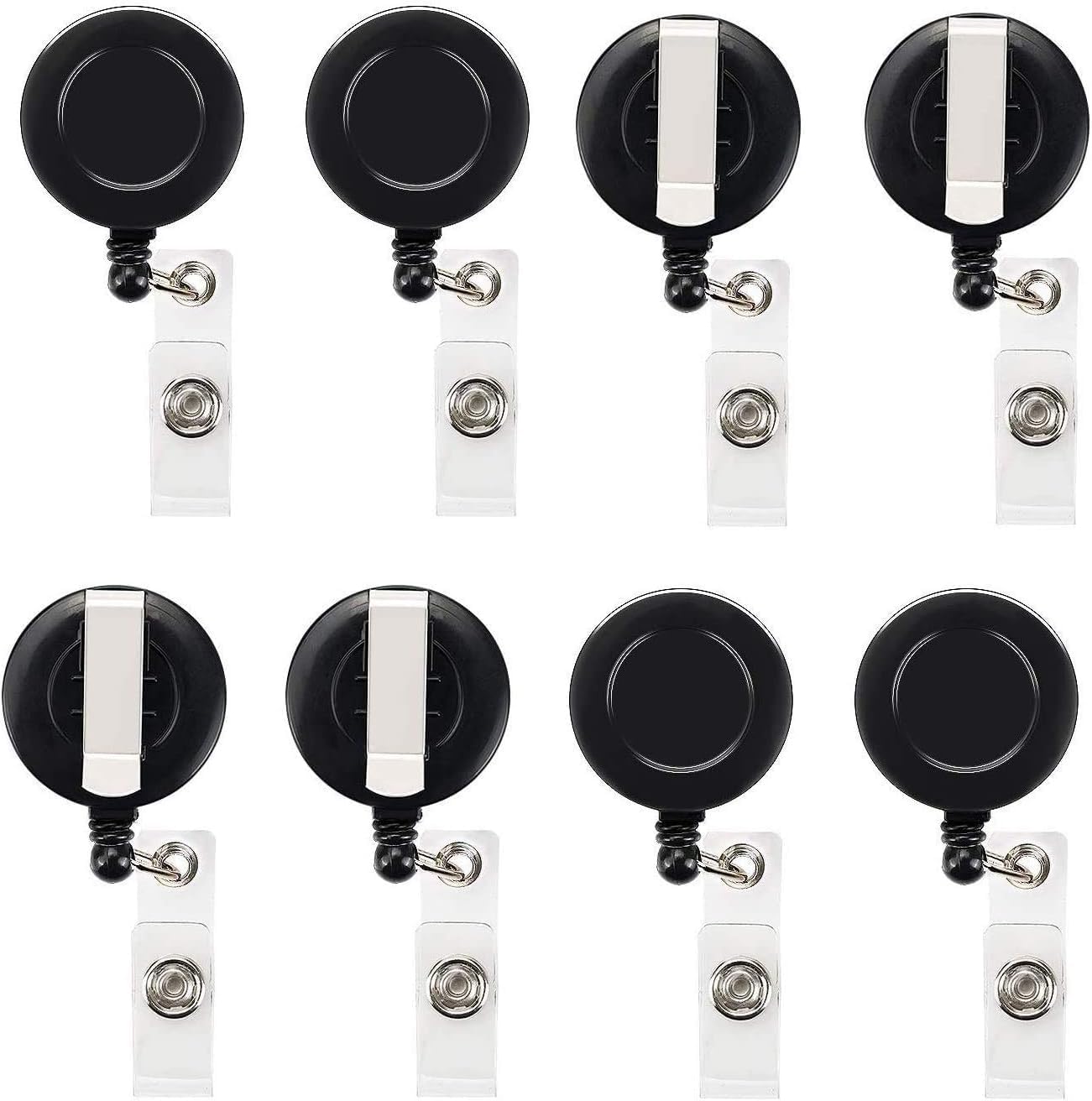 JANYUN 10 Pcs Retractable Badge Reel, Black ID Badge Holder Retractable Clip for Nurse Doctor Teachers Students Office Workers Hanging ID Card Name Key Chain