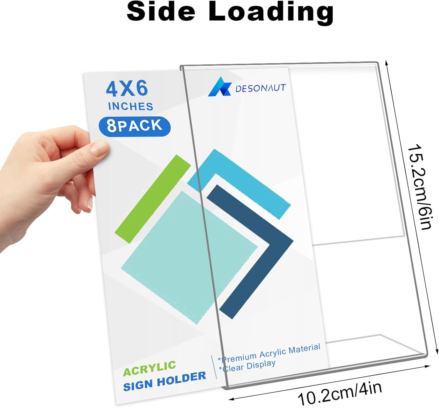 8Pack Slanted Back Acrylic Sign Holder 4 x 6Inches，Clear Plastic Sign Holder Paper Photo Display，Menu Table Top Desktop Stand，Clear Picture Frame，Flyer Holder(Vertical)