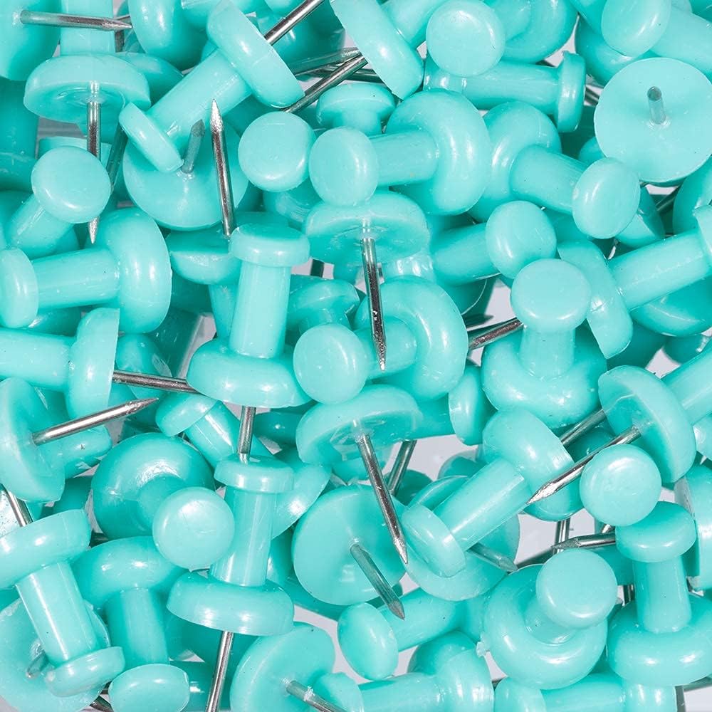 JAM PAPER Colorful Push Pins - Teal Pushpins - 100/Pack