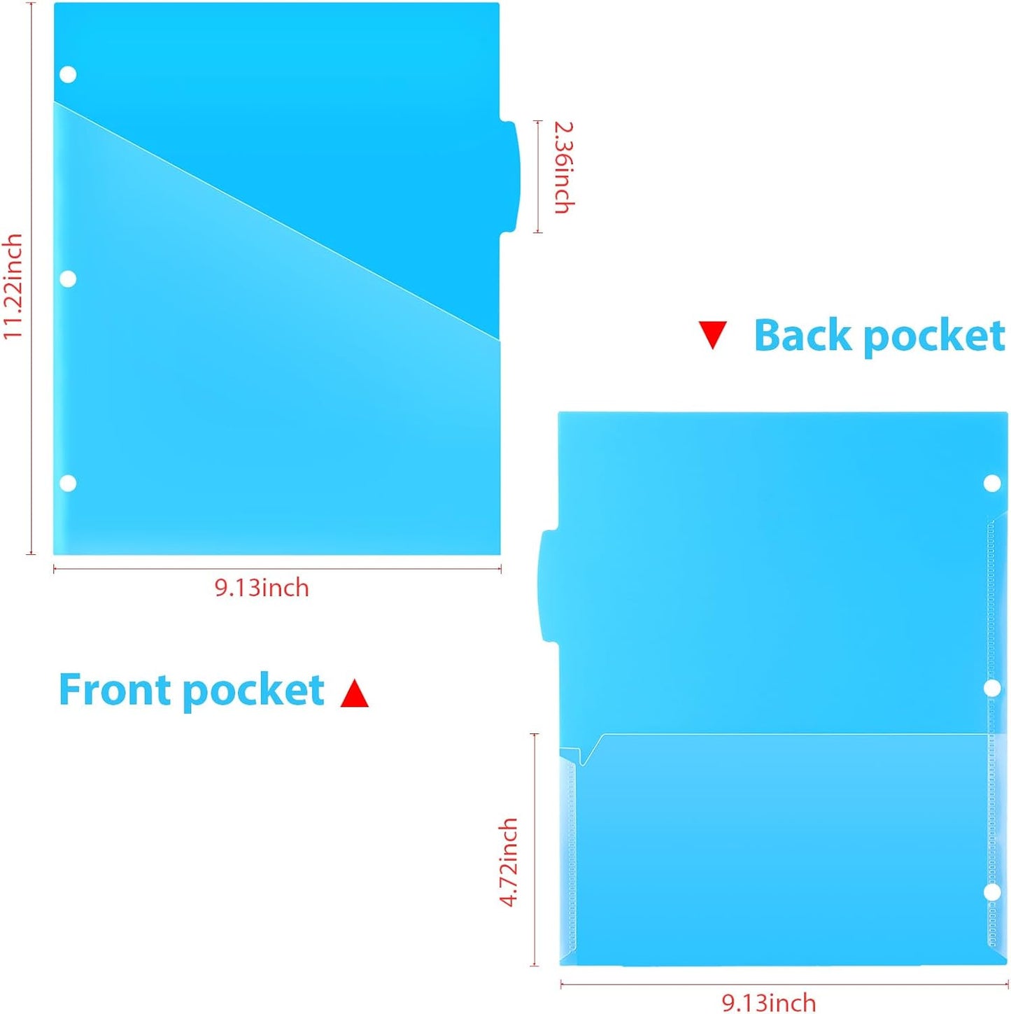 WOT I Plastic 5-tab Dividers with 2 Clear Pockets - 3 Sets, 15 Tabs Binder Dividers for 3 Ring Binder, 5 Fresh Colors