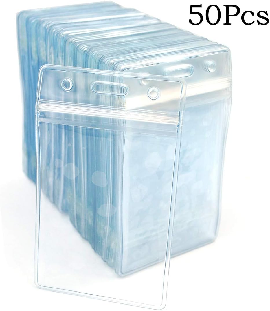 Bird Fiy Lanyards with Id Holder Badges Name Tags 50 Pack Lanyards with Bulldog Clip and 50 Pack Waterproof Clear Plastic Vertical Name Tag Badge ID Card Holders (Yellow)