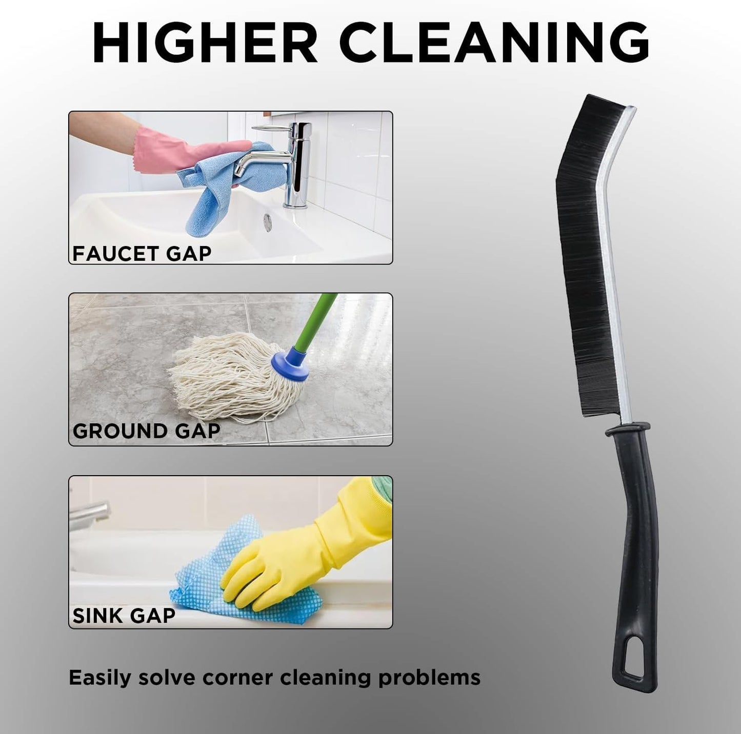 Crevice Cleaning Brush, ByAnciel Pack of 8 Multi-Purpose Brush Tool, Stiff Bristle Crevice Brush for Home Use Bathroom Tile Kitchen Practical and Durable Easy to Clean